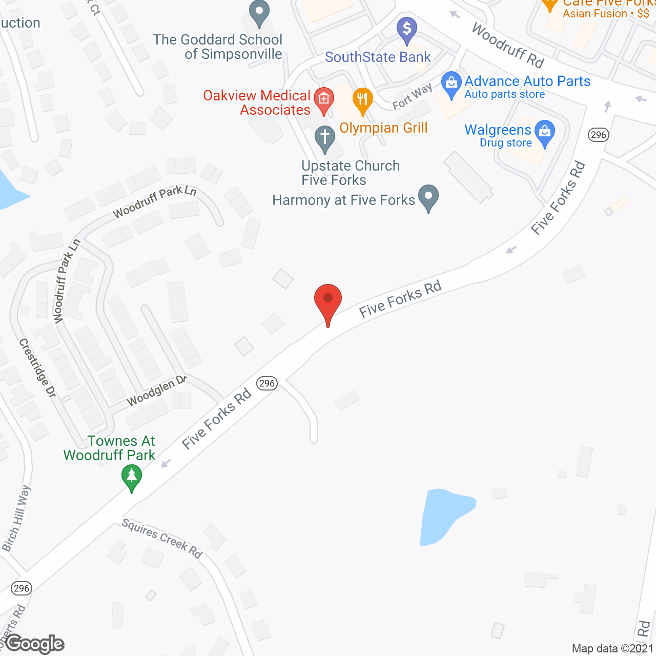 Harmony at Five Forks in google map