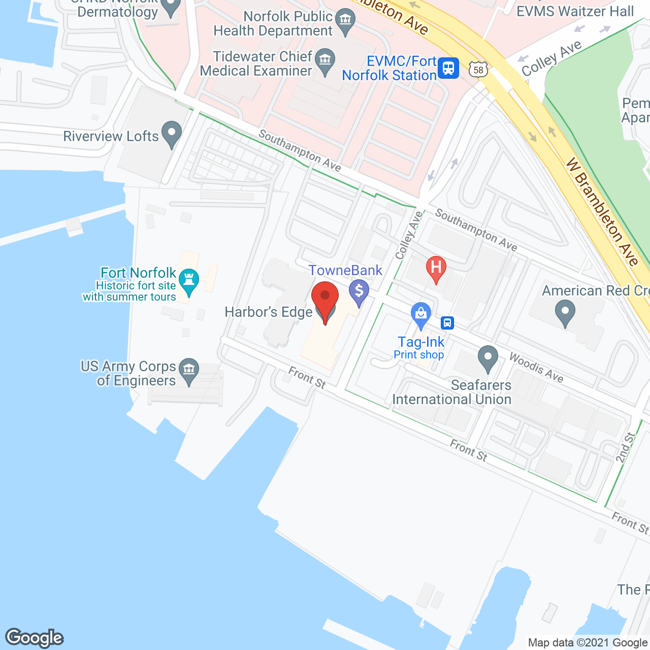 Harbor's Edge in google map