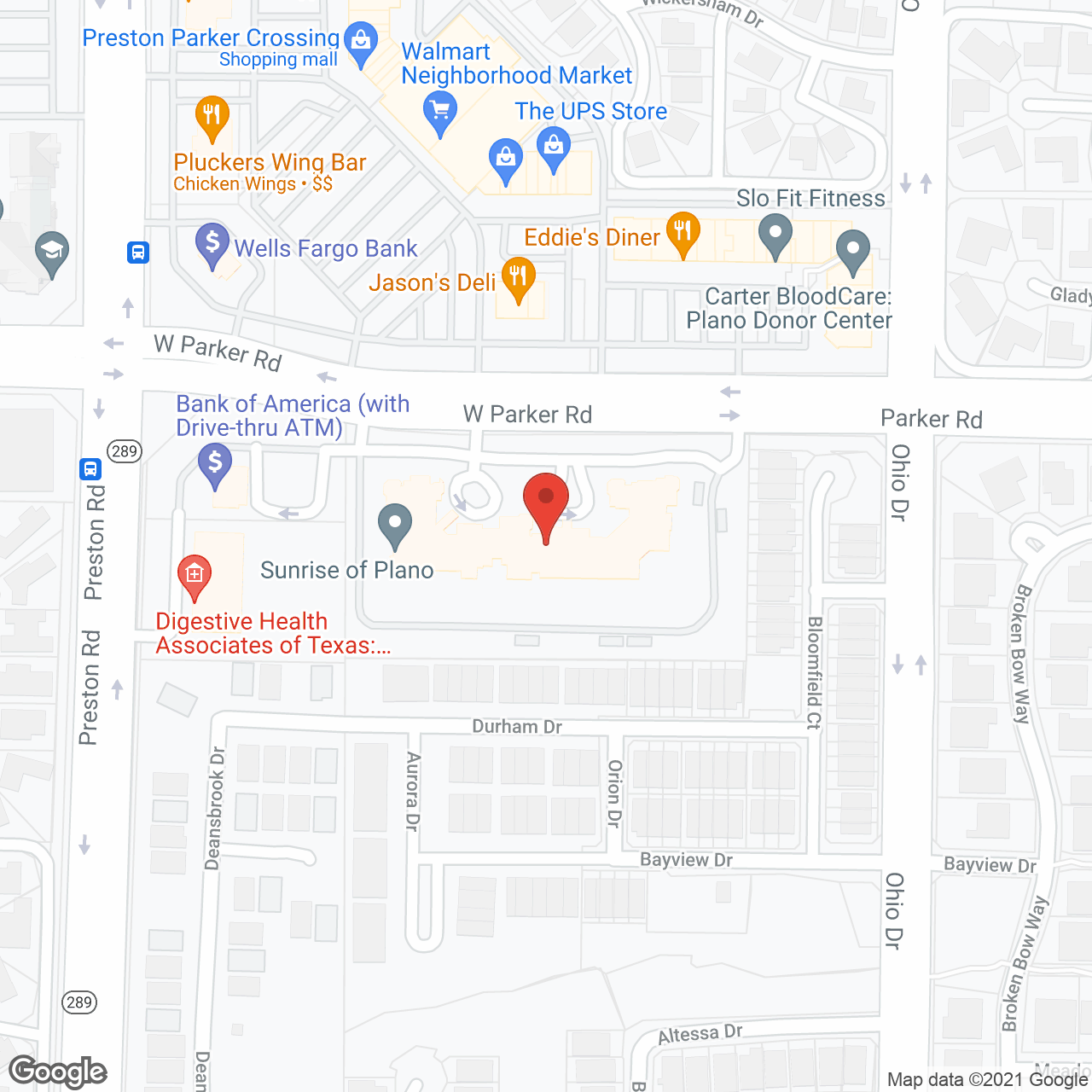 Sunrise of Plano in google map