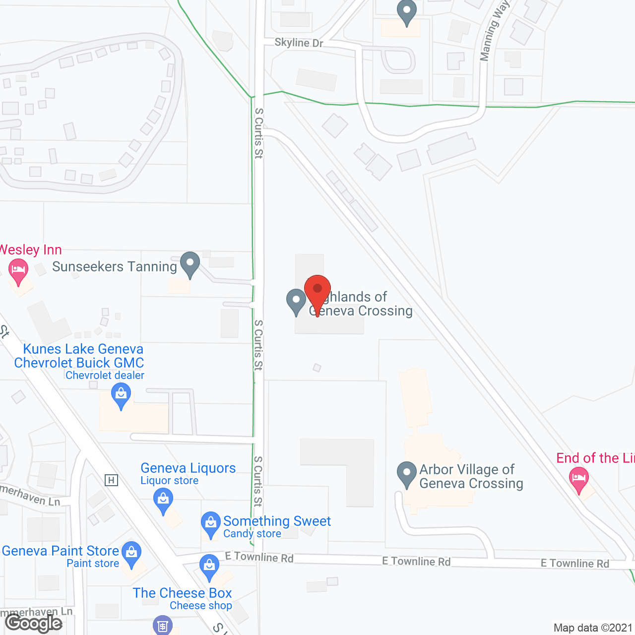 The Highlands of Geneva Crossing in google map