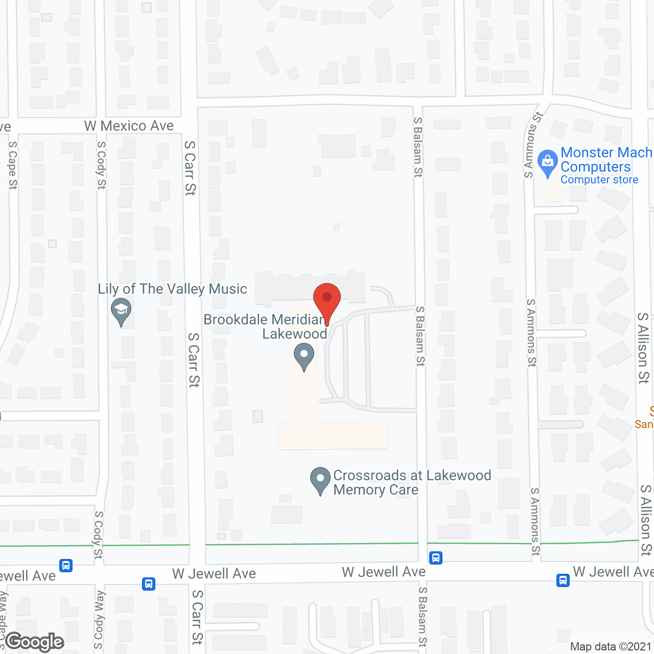 Brookdale Meridian Lakewood in google map