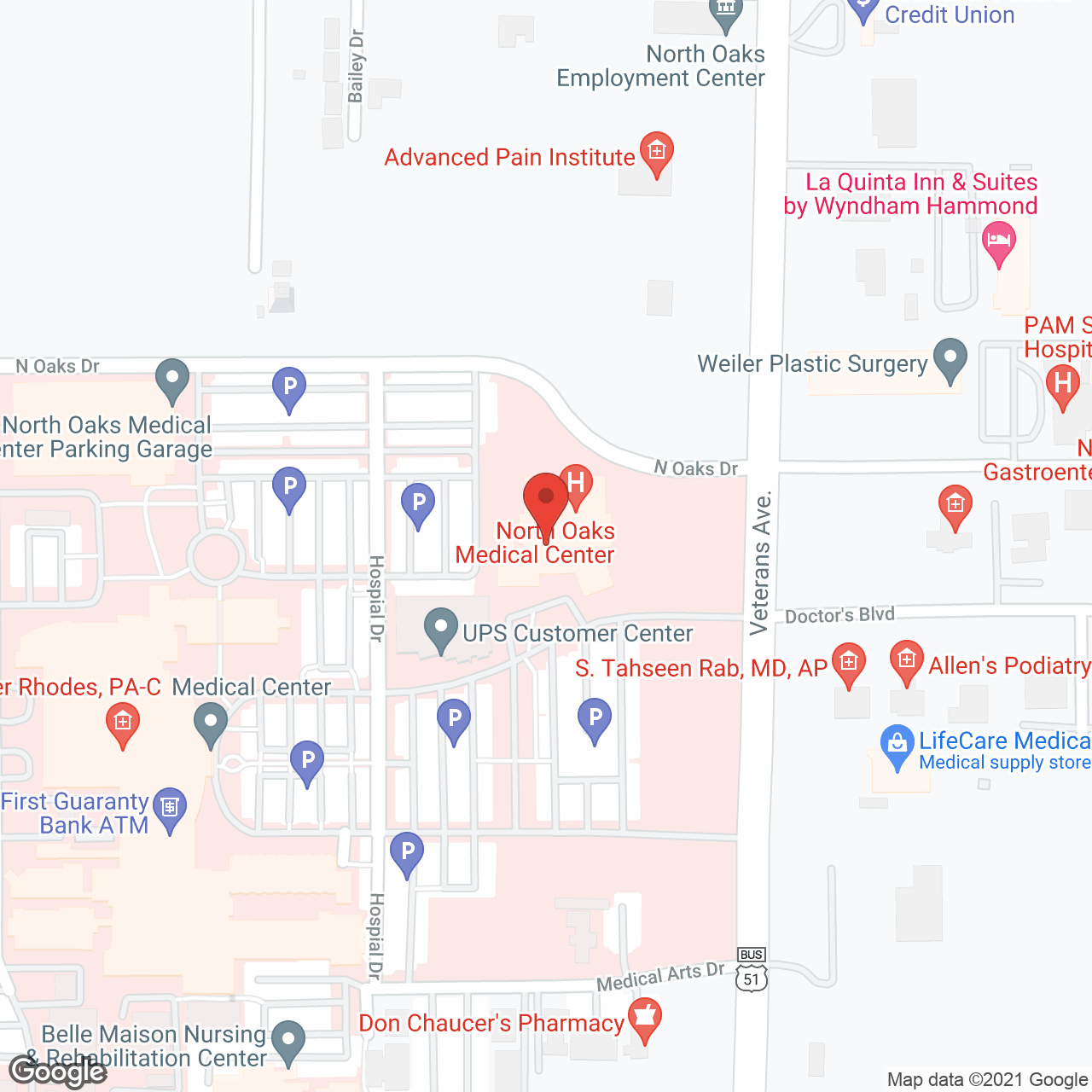 North Oaks Medical Ctr in google map