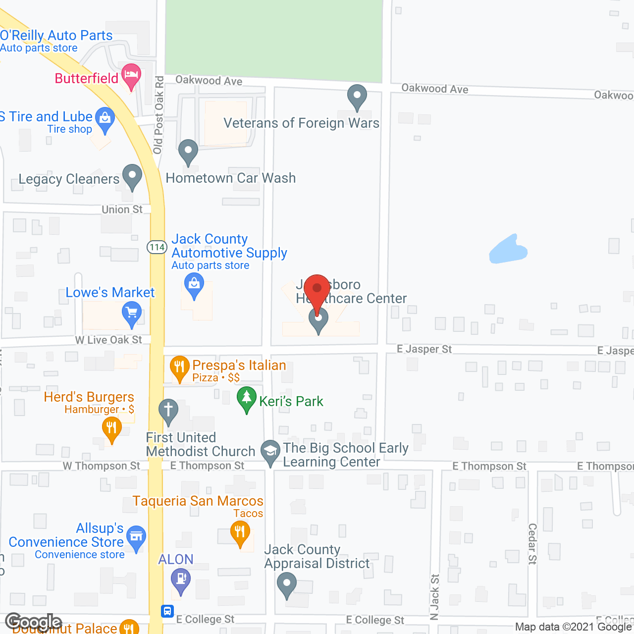 Jacksboro Healthcare Ctr in google map